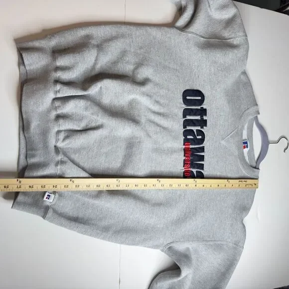 Vtg Russell Ottawa University Sweatshirt Mens XL Gray Embroidered Made USA READ - Picture 6 of 10